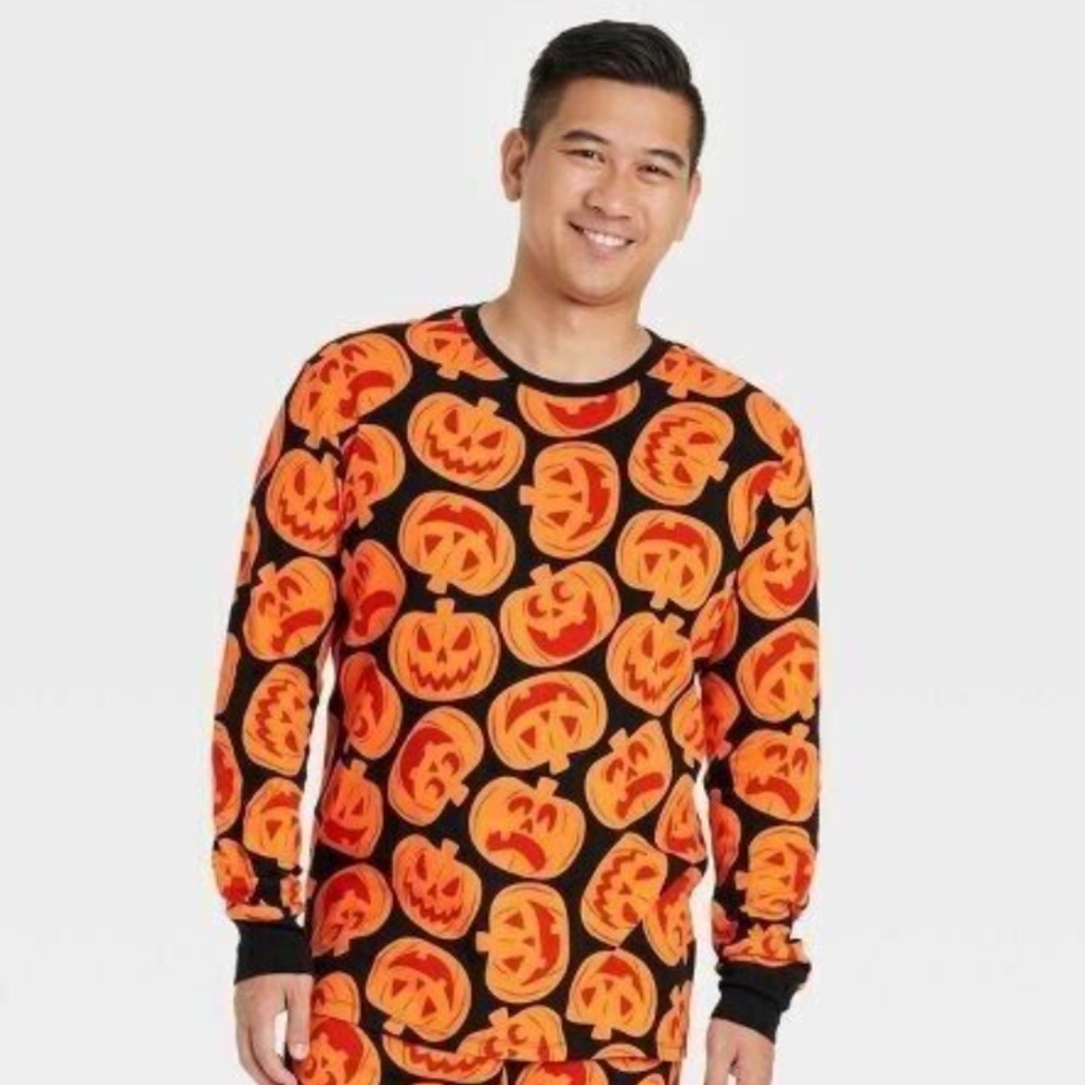 EUC Target Hyde and Eek Men's Jack O'Lantern Pumpkin Head Pajama Top Size XL